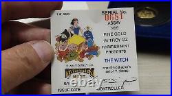 1987 Disney Snow White WITCH 1/4 oz. Gold. 999 Coin 50th Anniversary withCOA & BOX