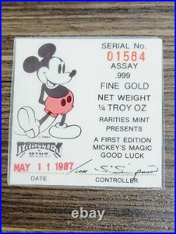 1987 Rarities Mint Presents A First Edition Mickey's Magic Good Luck Coin Disney