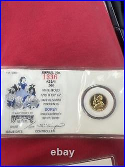 1987 WALT DISNEY SNOW WHITE 50TH ANNIVERSARY Dopey FINE GOLD COIN