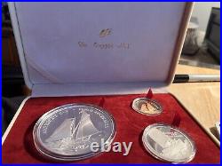 1987 Western Samoa Americas Cup 3 Coin Lot. 999 Fine Silver 90% Gold Collectible