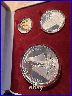 1987 Western Samoa Americas Cup 3 Coin Lot. 999 Fine Silver 90% Gold Collectible