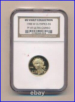 1988 $5 US Gold Coin Olympics Collections 90% gold PF 69 Graded coin