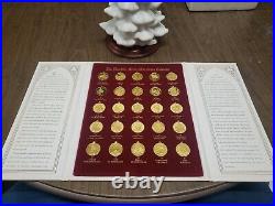 1988 Franklin Mint Christmas Advent Calendar Tree & 24 kt Gold Coin Ornaments