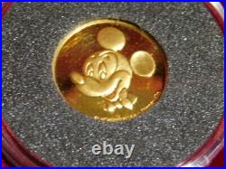 1988 Tokyo Disneyland 24k 1/4 Ounce Gold Coin Box & Coa