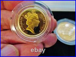 1988 United Kingdom 3 Coin Gold Proof Collection Sovereign Half & 2 Pounds