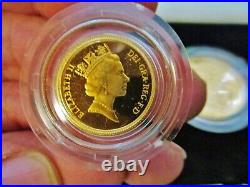 1988 United Kingdom 3 Coin Gold Proof Collection Sovereign Half & 2 Pounds