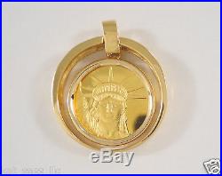 1989 1/20 Oz Liberty 9999 Fine Trade Coin In 18k Solid Yellow Gold Bezel Pendant