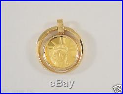 1989 1/20 Oz Liberty 9999 Fine Trade Coin In 18k Solid Yellow Gold Bezel Pendant