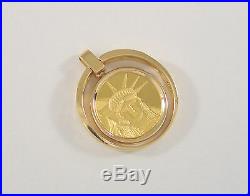 1989 1/20 Oz Liberty 9999 Fine Trade Coin In 18k Solid Yellow Gold Bezel Pendant