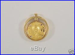 1989 1/20 Oz Liberty 9999 Fine Trade Coin In 18k Solid Yellow Gold Bezel Pendant