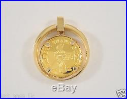 1989 1/20 Oz Liberty 9999 Fine Trade Coin In 18k Solid Yellow Gold Bezel Pendant