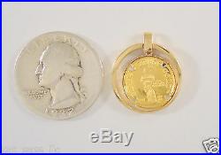 1989 1/20 Oz Liberty 9999 Fine Trade Coin In 18k Solid Yellow Gold Bezel Pendant