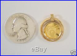 1989 1/20 Oz Liberty 9999 Fine Trade Coin In 18k Solid Yellow Gold Bezel Pendant