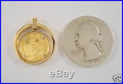 1989 1/20 Oz Liberty 9999 Fine Trade Coin In 18k Solid Yellow Gold Bezel Pendant