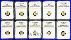 1990-1999 Gold Australia $5 Dollar 1/20 Oz Kangaroo Nugget Coin Set Ngc Ms 67-70