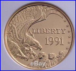 1991 USA $5 Gold Coin, Vault Collection W Mount Rushmore Ms70 Rare 1/2 Eagle