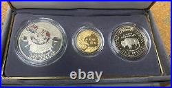 1991 US Mint Mount Rushmore Anniversary 3 Coin Set Proof Gold Silver Collectable