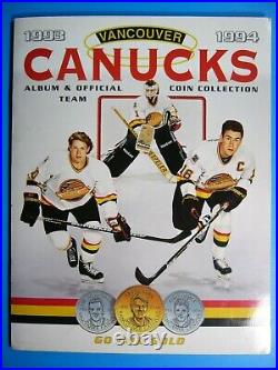 1993/94 Vancouver Canucks Hockey Coin Collection Series I Album Set + Gold Coin