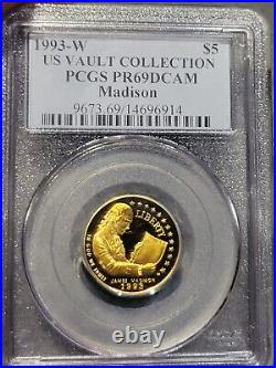 1993-W James Madison Bill of Rights $5 Gold Piece PCGS-PR69DCAM US VAULT COLLECT