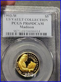 1993-W James Madison Bill of Rights $5 Gold Piece PCGS-PR69DCAM US VAULT COLLECT