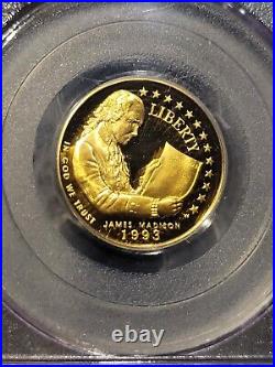 1993-W James Madison Bill of Rights $5 Gold Piece PCGS-PR69DCAM US VAULT COLLECT