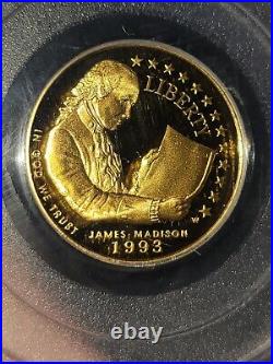 1993-W James Madison Bill of Rights $5 Gold Piece PCGS-PR69DCAM US VAULT COLLECT