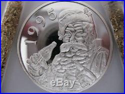 1995 Rare Classic Christmas(me Too) Santa Coke Coin Pure Silver. 999 + Gold