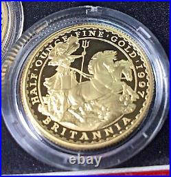 1997 UK ROYAL MINT 4 Coin Gold Proof Set BRITANNIA Collection 1.85oz OGP/COA