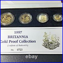 1997 UK ROYAL MINT 4 Coin Gold Proof Set BRITANNIA Collection 1.85oz OGP/COA