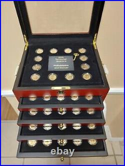 1999-2009 Gold Toned Quarters Collection Chest P & D Mints 112 Coins