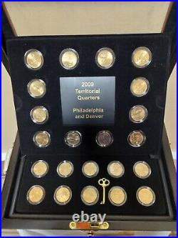 1999-2009 Gold Toned Quarters Collection Chest P & D Mints 112 Coins