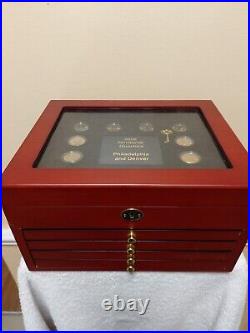 1999-2009 Gold Toned Quarters Collection Chest P & D Mints 112 Coins