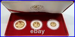 1999 Set of 3 Disney Gold Proof Coins-Mickey & Co. In Case withCOAs. 4 Ozs Total