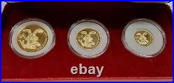 1999 Set of 3 Disney Gold Proof Coins-Mickey & Co. In Case withCOAs. 4 Ozs Total