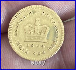 1/3 Guinea 1804 Gold coin 22kt, King George III, Rare/Highly Collectable