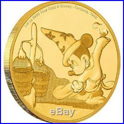1/4 oz Disney Niue Mickey Mouse Fantasia Series Gold Proof Coin. 9999 gold