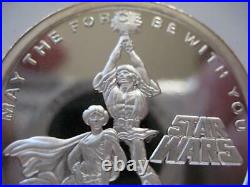 1- Oz. 999 Proof Silver Coin Star Wars (luke Skywalker Princess Leia) + Gold