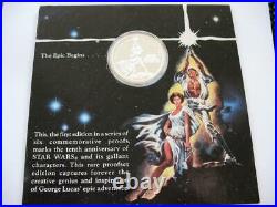 1- Oz. 999 Proof Silver Coin Star Wars (luke Skywalker Princess Leia) + Gold