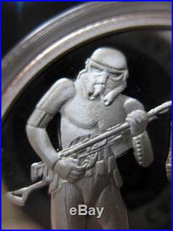 1- Oz. 999 Silver Coin Star Wars Luke Skywalker, Imperial Stormtroopers+ Gold