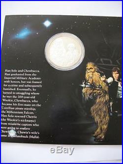 1- Oz. 999 Silver Coin Star Wars (chewbacca Han Solo & Pirate Starship) + Gold