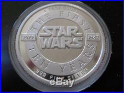 1- Oz. 999 Silver Coin Star Wars (chewbacca Han Solo & Pirate Starship) + Gold