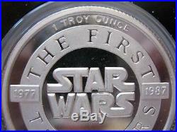 1- Oz. 999 Silver Coin Star Wars (chewbacca Han Solo & Pirate Starship) + Gold