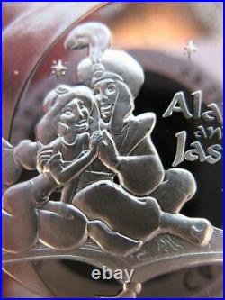 1 Oz. 999 Very Rare Silver Proof Coins Disney Genie Aladdin Jasmine Coa+gold