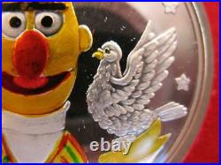 1 Oz. Pure Silver. 999 Bert Big Bird Sesame Street In Original Mint Box+gold New