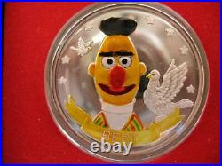 1 Oz. Pure Silver. 999 Bert Big Bird Sesame Street In Original Mint Box+gold New