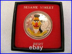 1 Oz. Pure Silver. 999 Bert Big Bird Sesame Street In Original Mint Box+gold New