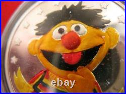 1 Oz. Pure Silver. 999 Ernie & Big Bird Sesame Street In Original Mint Box+gold