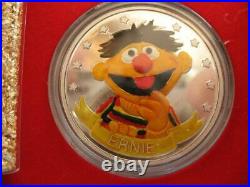 1 Oz. Pure Silver. 999 Ernie & Big Bird Sesame Street In Original Mint Box+gold