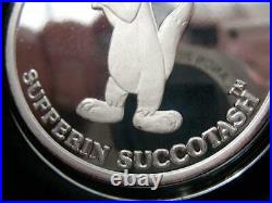 1- Oz. Pure Silver Rare Sylvester Bugs Bunny 50th Anniversary 1990 Coin +gold