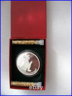 1- Oz. Pure Silver Rare Sylvester Bugs Bunny 50th Anniversary 1990 Coin +gold